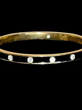 Kate Spade Black Enamel and Rhinestone Hinged Bracelet